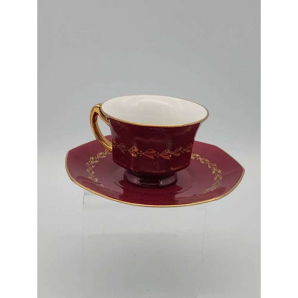 AJ Co Demitasse Teacup & Saucer made in Czechoslovakia Art Nouveau